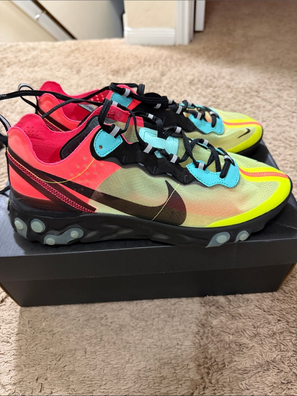 Nike Kids Neon Multi-Color React-Style Sneakers